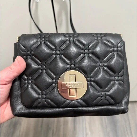 Kate Spade Black Quilted Crossbody with Gold Accents - Picture 1 of 6